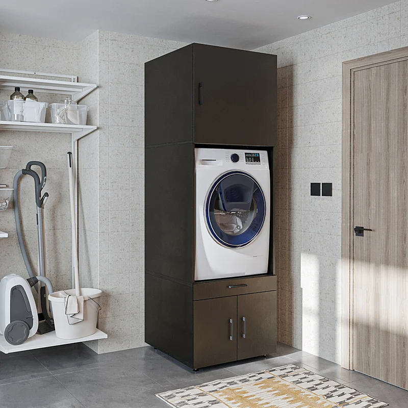 Roomart Waschmaschinenschrank 205 cm mit Überbau und Ausziehbrett, in 3 Farben