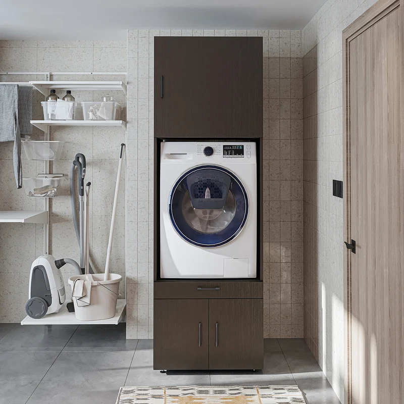 Roomart Waschmaschinenschrank 205 cm mit Überbau und Ausziehbrett, in 3 Farben