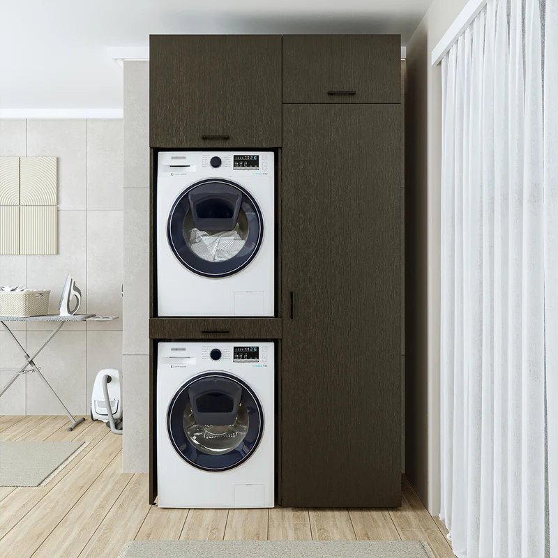 Roomart Waschmaschinenschrank 127 cm, für 2 Geräte mit Hochschrank, in 3 Farben