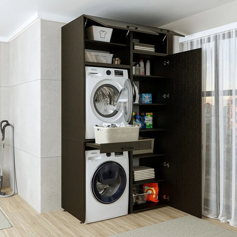 Roomart Waschmaschinenschrank 127 cm, für 2 Geräte mit Hochschrank, in 3 Farben