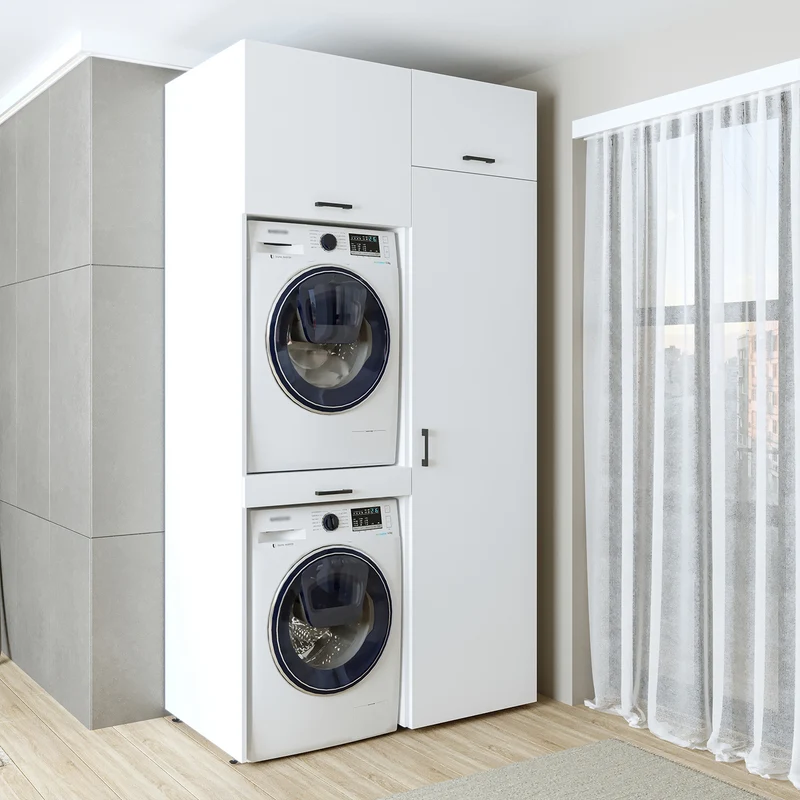 Roomart Waschmaschinenschrank 127 cm, für 2 Geräte mit Hochschrank, in 3 Farben
