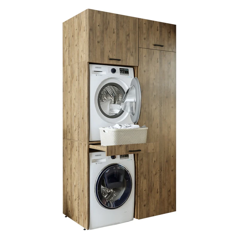 Roomart Waschmaschinenschrank 127 cm, für 2 Geräte mit Hochschrank, in 3 Farben