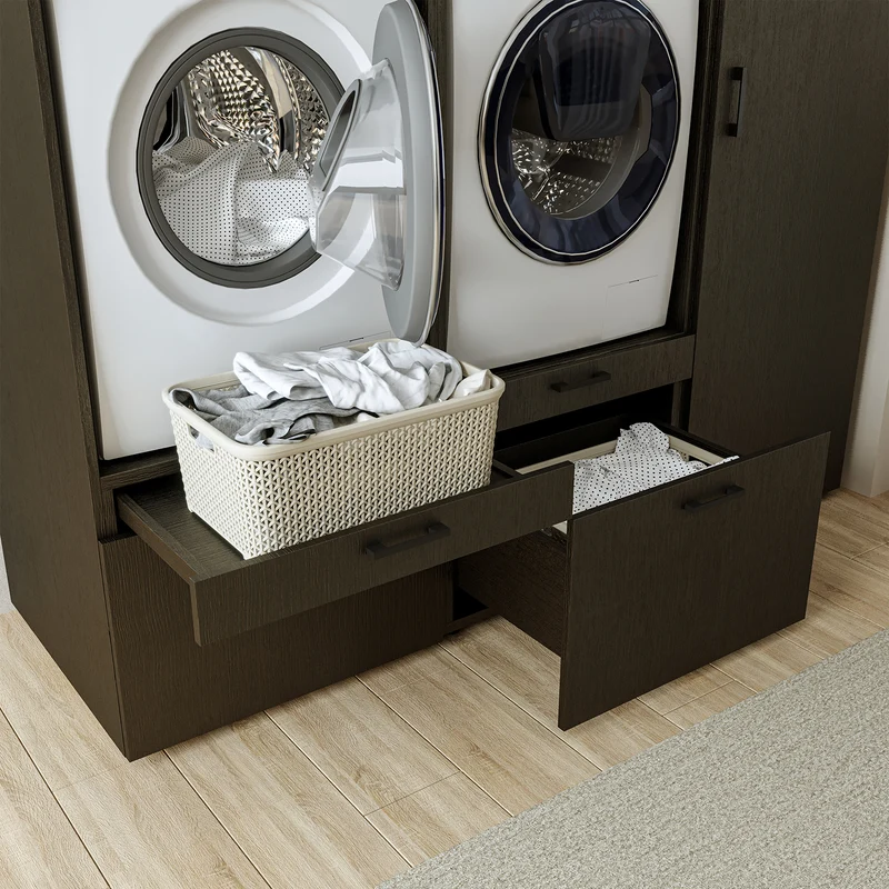 Roomart Waschmaschinenschrank SERIE 2, Doppelschrank mit Ausziehbrettern und Hochschrank, in 3 Farben
