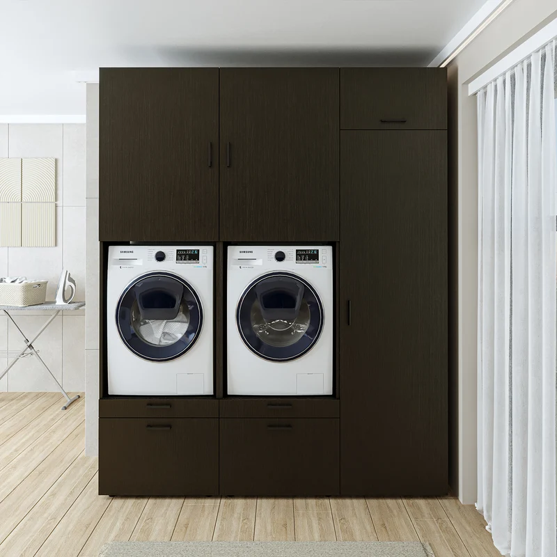 Roomart Waschmaschinenschrank SERIE 2, Doppelschrank mit Ausziehbrettern und Hochschrank, in 3 Farben
