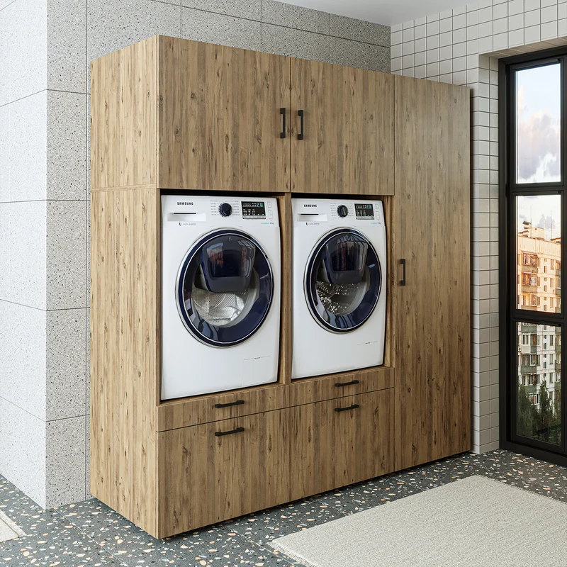 Roomart Waschmaschinenschrank SERIE 2, 194 cm, Doppelschrank mit Hochschrank, in 3 Farben