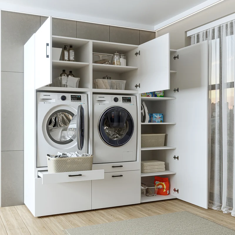 Roomart Waschmaschinenschrank SERIE 2, 194 cm, Doppelschrank mit Hochschrank, in 3 Farben