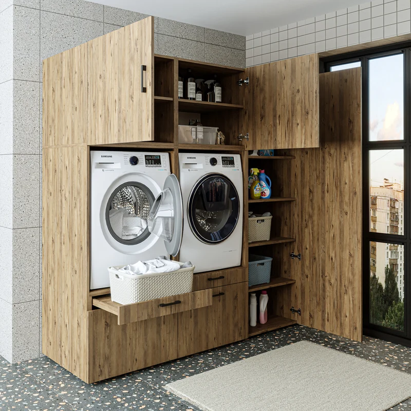 Roomart Waschmaschinenschrank SERIE 2, 194 cm, Doppelschrank mit Hochschrank, in 3 Farben