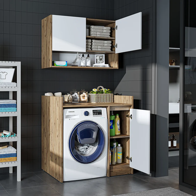 Roomart Waschmaschinenschrank DERIN-II, 100 cm, mit Oberschrank, in 4 Farben