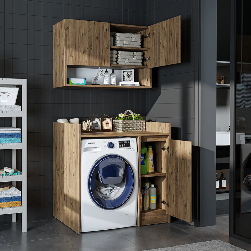 Roomart Waschmaschinenschrank DERIN-II, 100 cm, mit Oberschrank, in 4 Farben