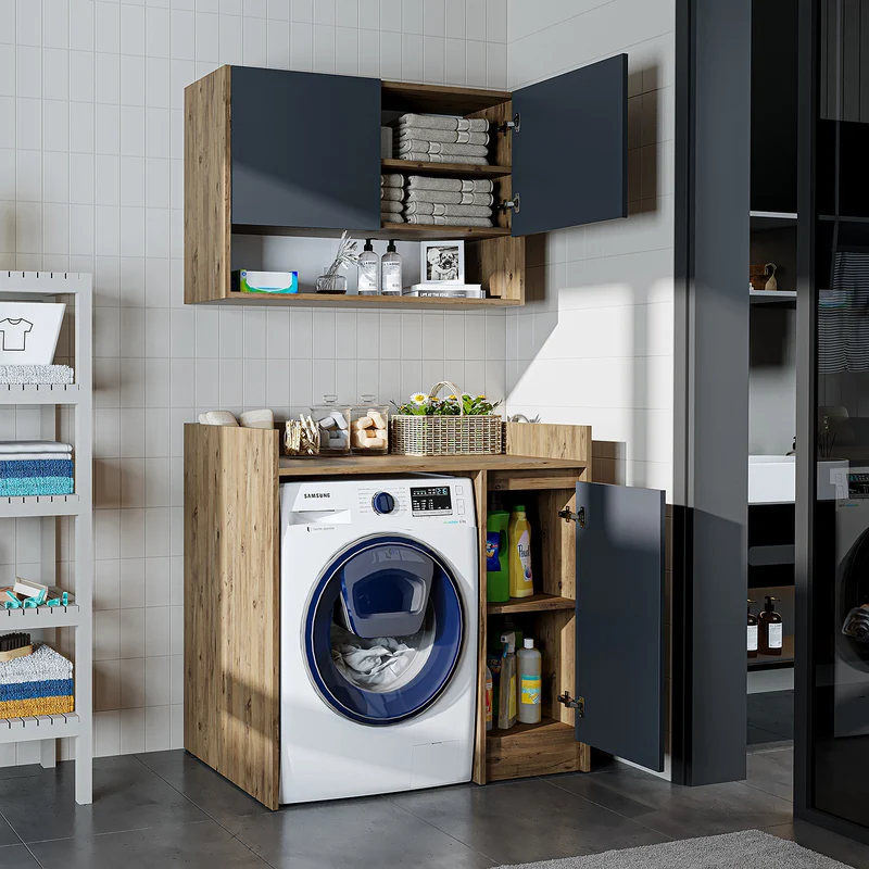 Roomart Waschmaschinenschrank DERIN-II, 100 cm, mit Oberschrank, in 4 Farben