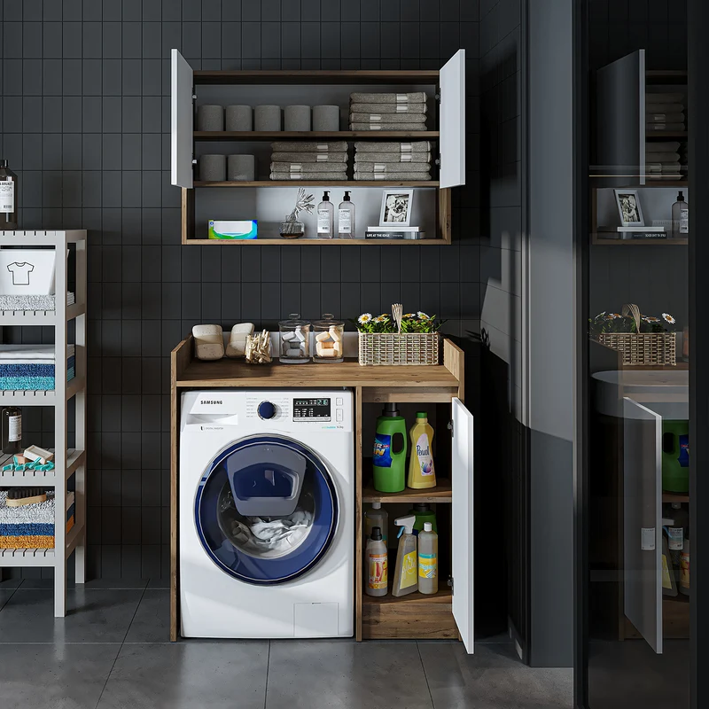 Roomart Waschmaschinenschrank DERIN-II, 100 cm, mit Oberschrank, in 4 Farben