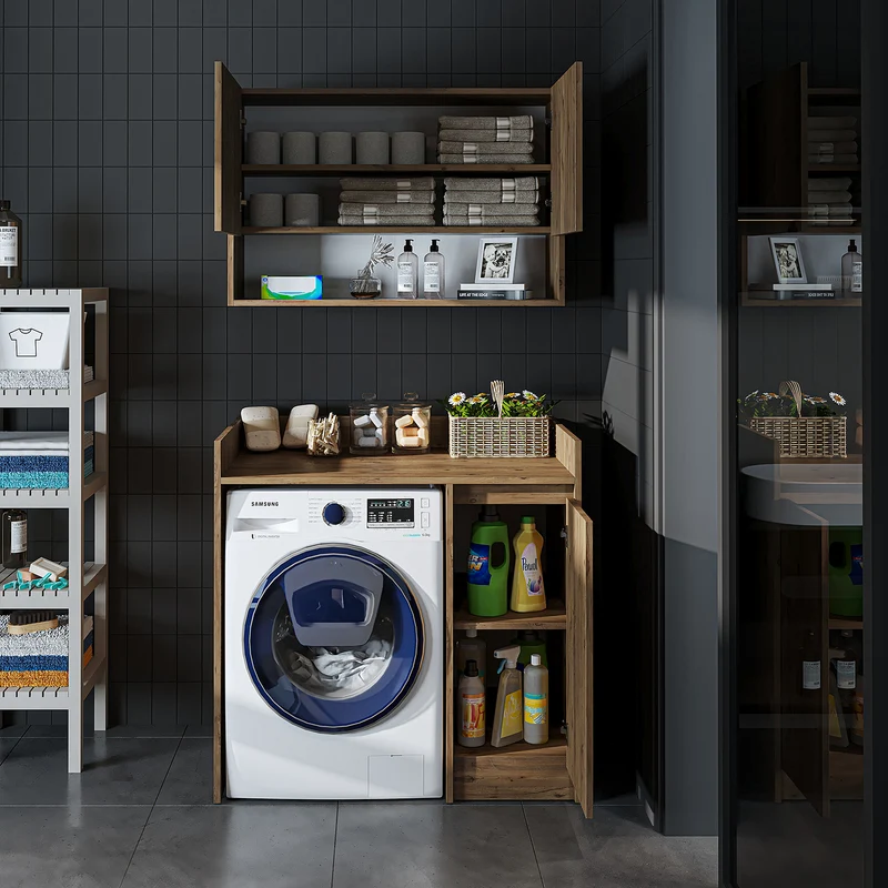 Roomart Waschmaschinenschrank DERIN-II, 100 cm, mit Oberschrank, in 4 Farben