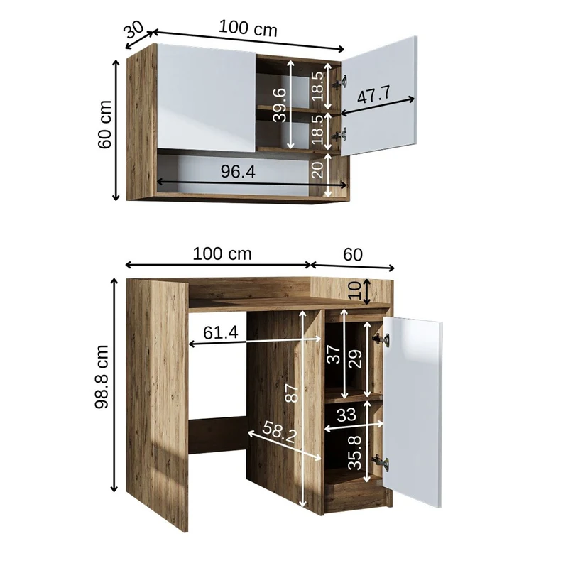 Roomart Waschmaschinenschrank DERIN-II, 100 cm, mit Oberschrank, in 4 Farben
