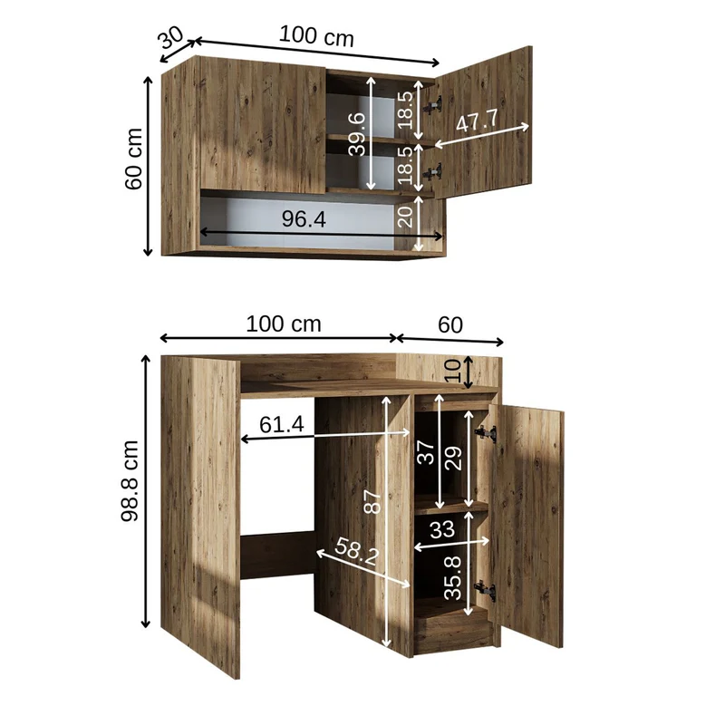 Roomart Waschmaschinenschrank DERIN-II, 100 cm, mit Oberschrank, in 4 Farben