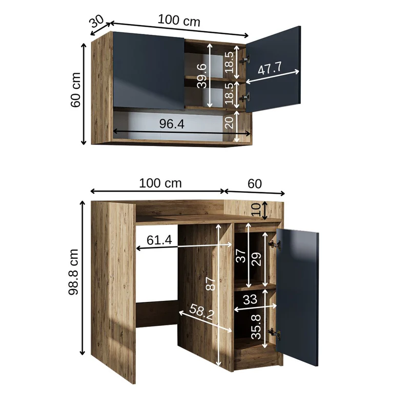 Roomart Waschmaschinenschrank DERIN-II, 100 cm, mit Oberschrank, in 4 Farben