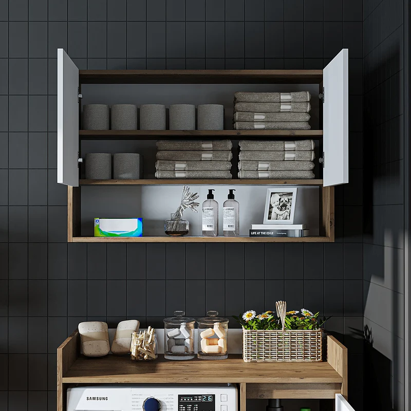Roomart Waschmaschinenschrank DERIN-II, 100 cm, mit Oberschrank, in 4 Farben