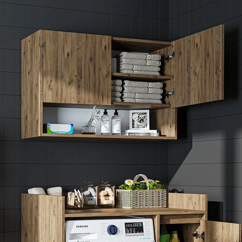 Roomart Waschmaschinenschrank DERIN-II, 100 cm, mit Oberschrank, in 4 Farben