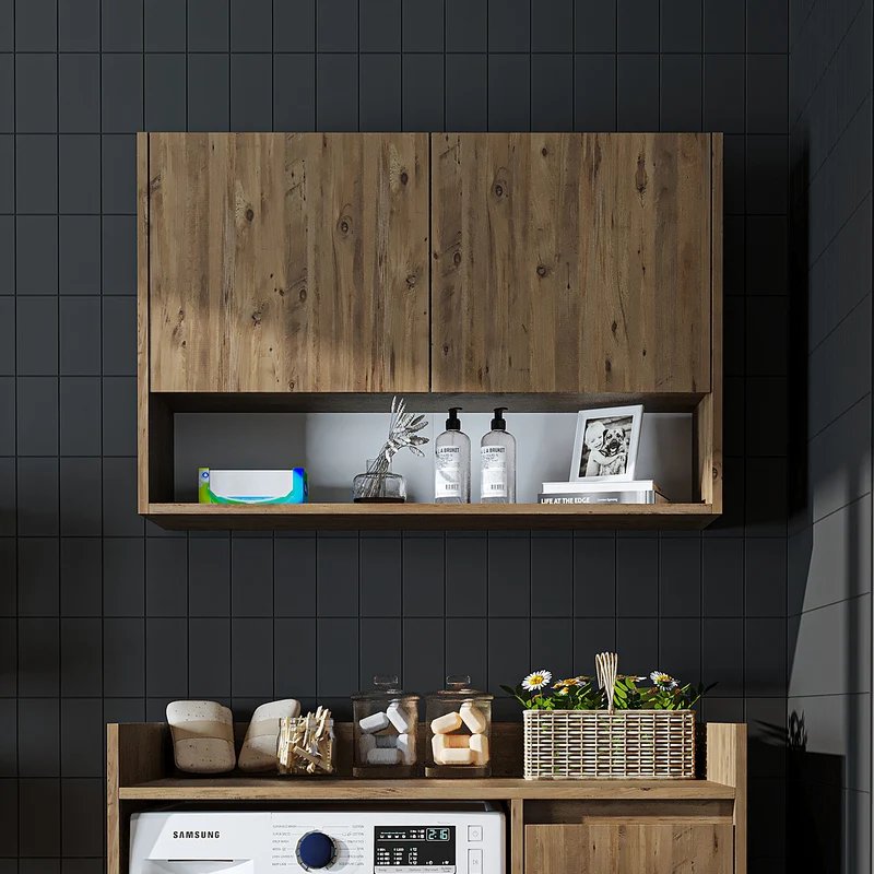 Roomart Waschmaschinenschrank DERIN-II, 100 cm, mit Oberschrank, in 4 Farben