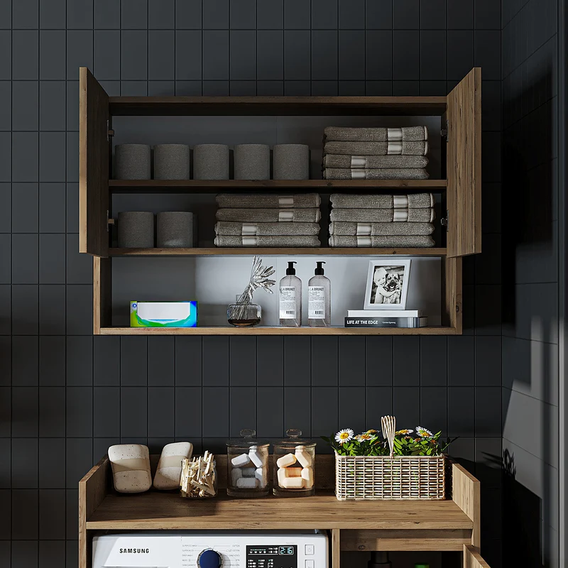 Roomart Waschmaschinenschrank DERIN-II, 100 cm, mit Oberschrank, in 4 Farben