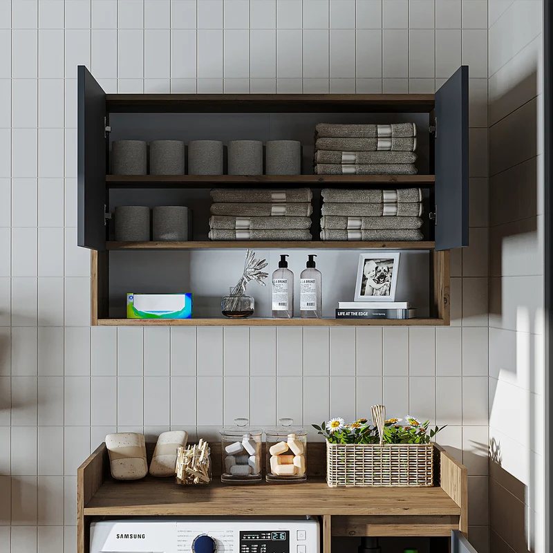 Roomart Waschmaschinenschrank DERIN-II, 100 cm, mit Oberschrank, in 4 Farben