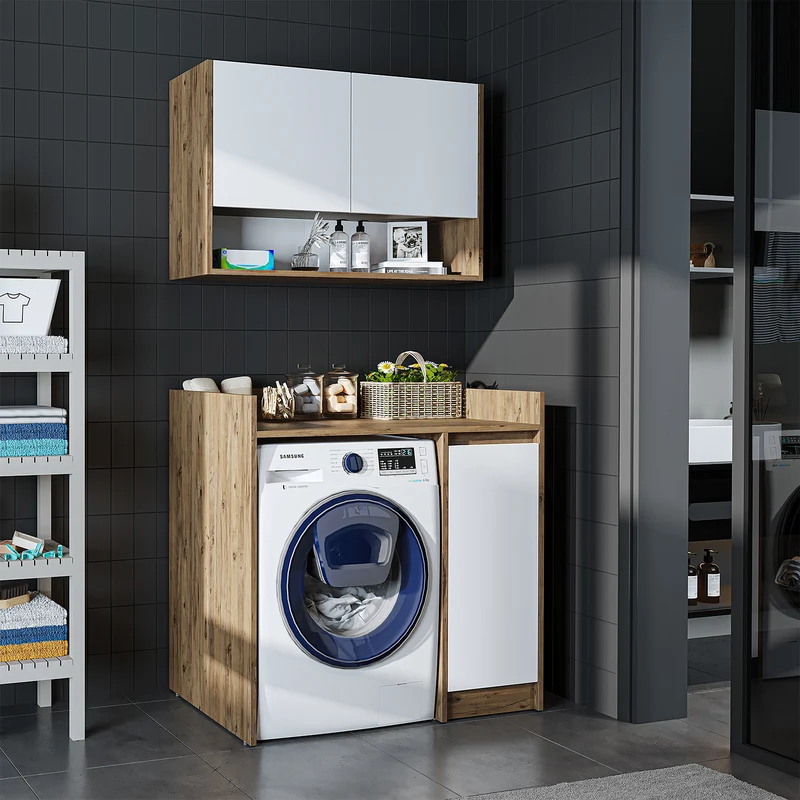 Roomart Waschmaschinenschrank DERIN-II, 100 cm, mit Oberschrank, in 4 Farben