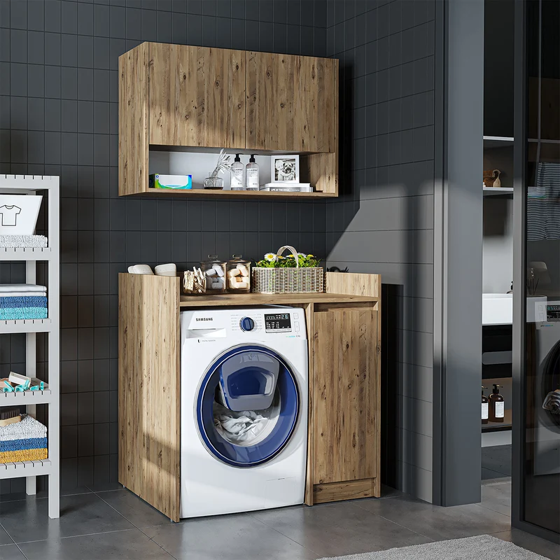 Roomart Waschmaschinenschrank DERIN-II, 100 cm, mit Oberschrank, in 4 Farben