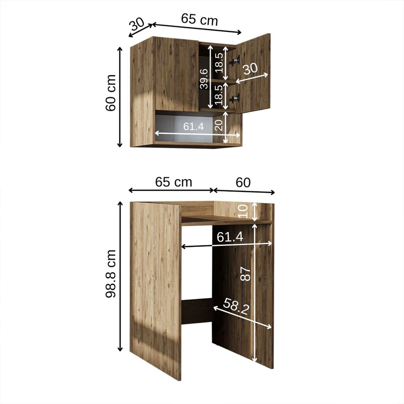 Roomart Waschmaschinenschrank DERIN-I, 65 cm, mit optionalem Oberschrank, in 4 Farben