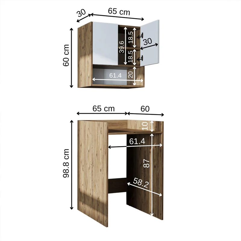 Roomart Waschmaschinenschrank DERIN-I, 65 cm, mit optionalem Oberschrank, in 4 Farben