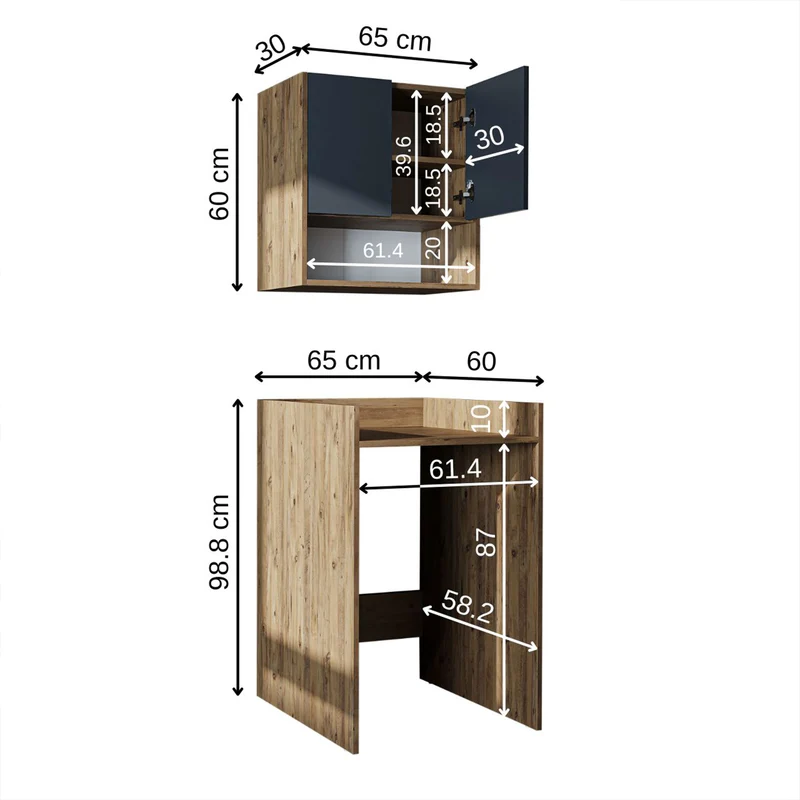 Roomart Waschmaschinenschrank DERIN-I, 65 cm, mit optionalem Oberschrank, in 4 Farben