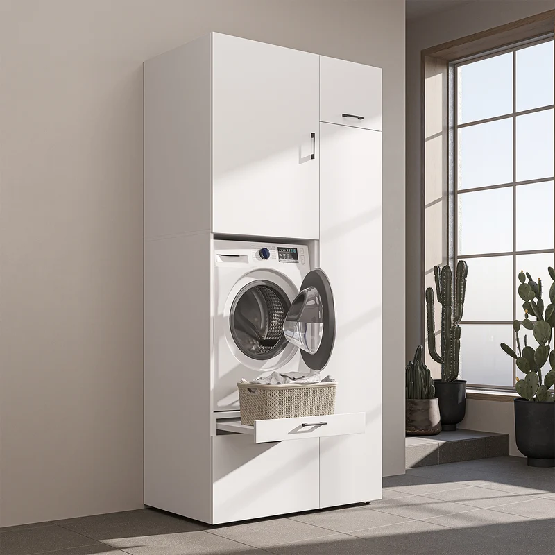 Roomart Waschmaschinenschrank SERIE 2, 112 cm, mit Hochschrank und Ausziehbrett, in 3 Farben