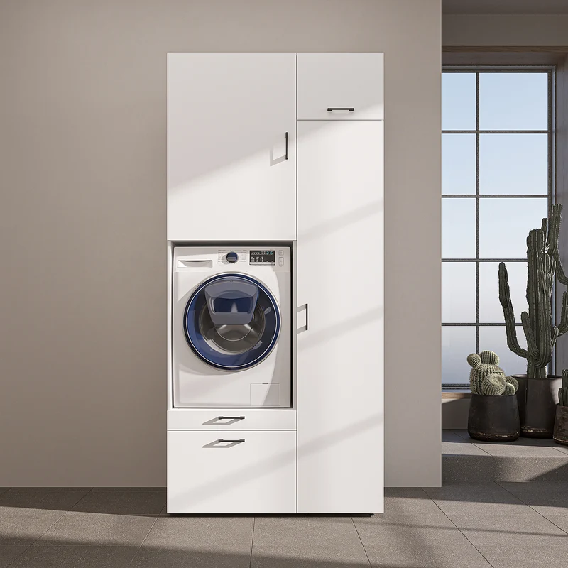 Roomart Waschmaschinenschrank SERIE 2, 112 cm, mit Hochschrank und Ausziehbrett, in 3 Farben
