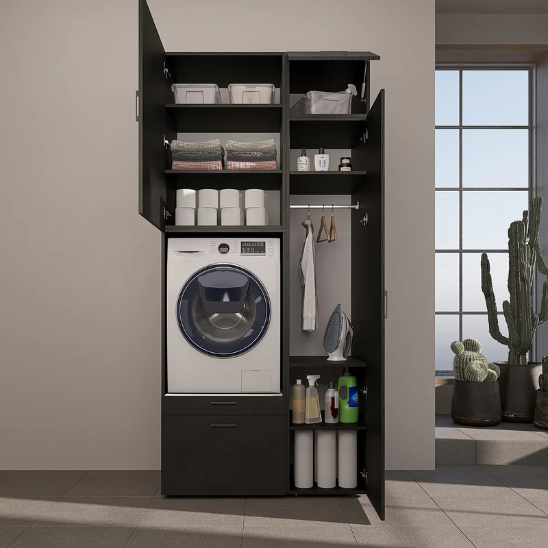 Roomart Waschmaschinenschrank SERIE 2, 112 cm, mit Hochschrank und Ausziehbrett, in 3 Farben