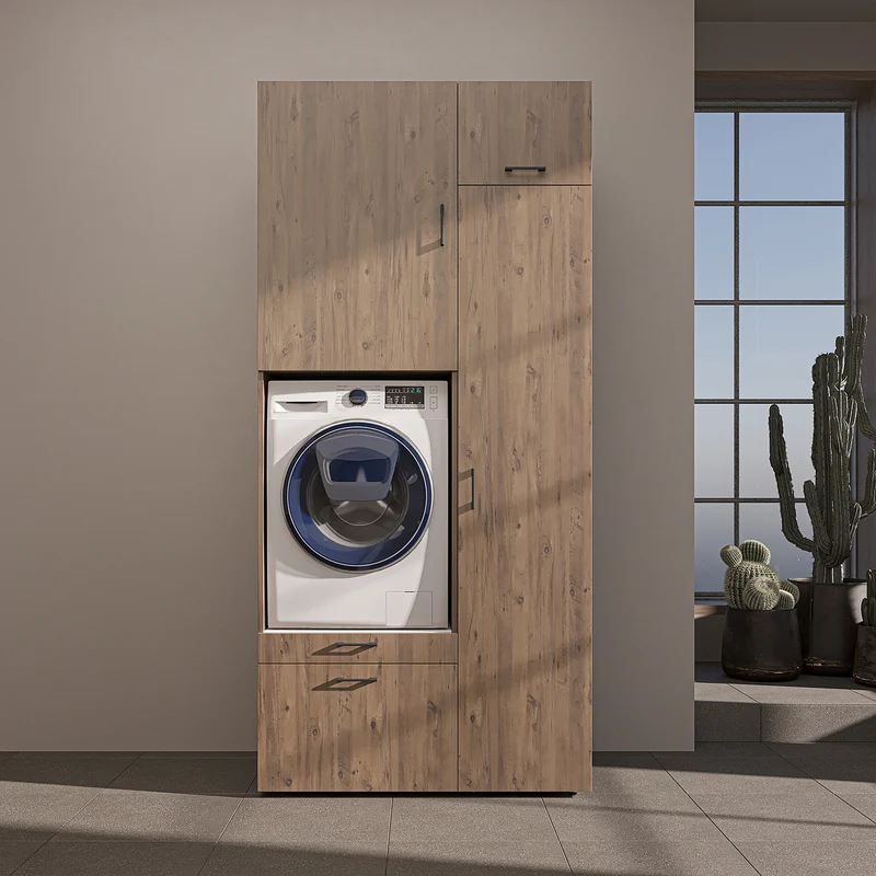 Roomart Waschmaschinenschrank SERIE 2, 112 cm, mit Hochschrank und Ausziehbrett, in 3 Farben