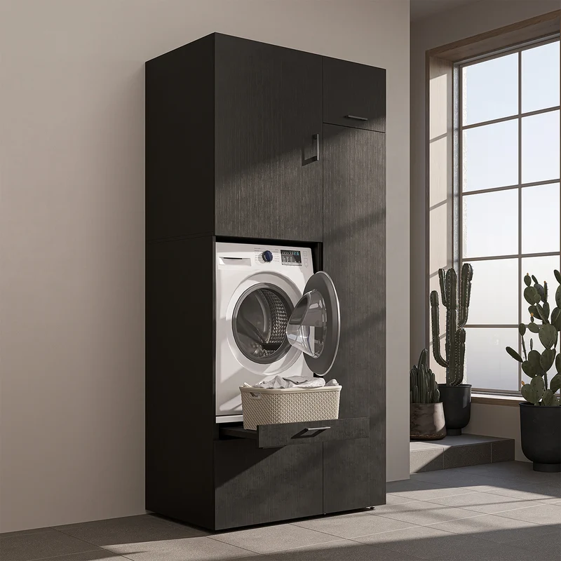 Roomart Waschmaschinenschrank SERIE 2, 112 cm, mit Hochschrank und Ausziehbrett, in 3 Farben