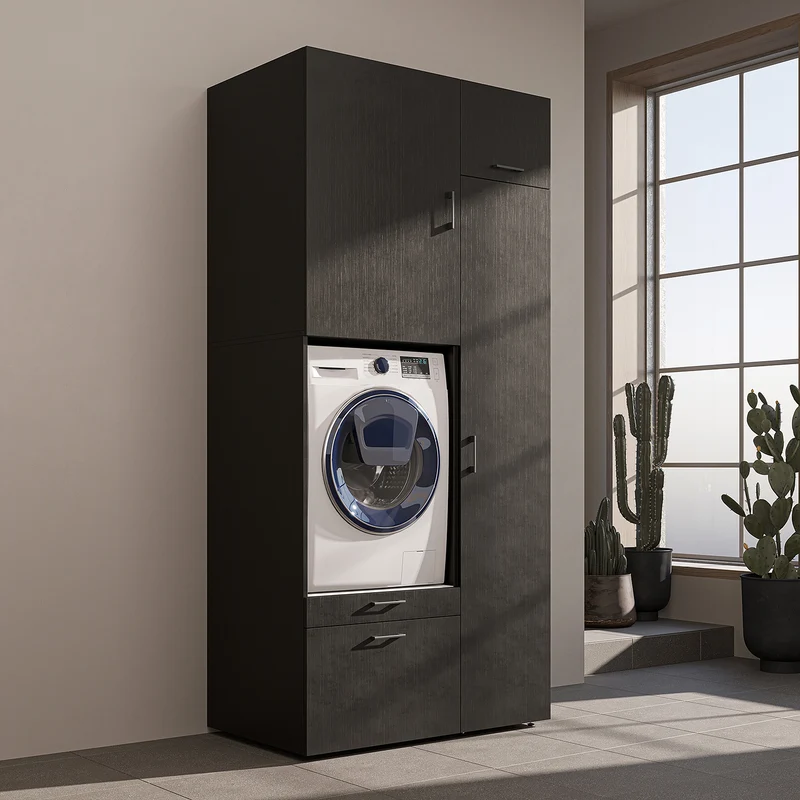 Roomart Waschmaschinenschrank SERIE 2, 112 cm, mit Hochschrank und Ausziehbrett, in 3 Farben