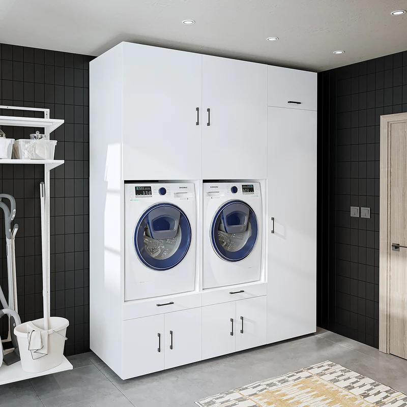 Roomart Waschmaschinenschrank SERIE 3, 194 cm, mit Hochschrank und Ausziehbrettern, in 3 Farben