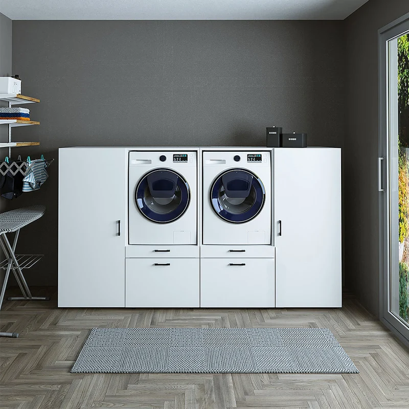 Roomart Waschmaschinenschrank SERIE 2, 254 cm, Schrankwand für zwei Geräte, in 2 Farben