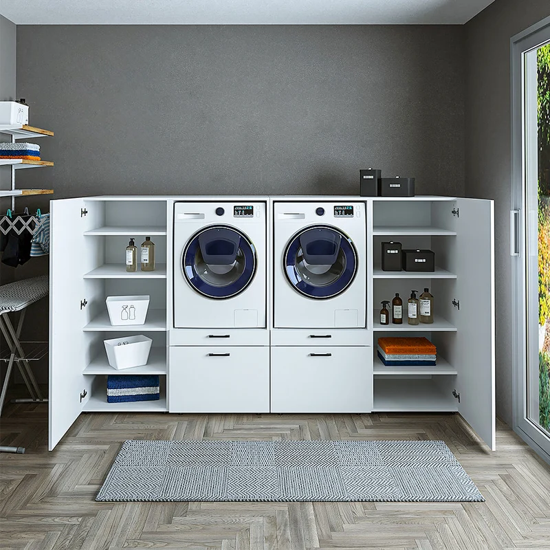 Roomart Waschmaschinenschrank SERIE 2, 254 cm, Schrankwand für zwei Geräte, in 2 Farben