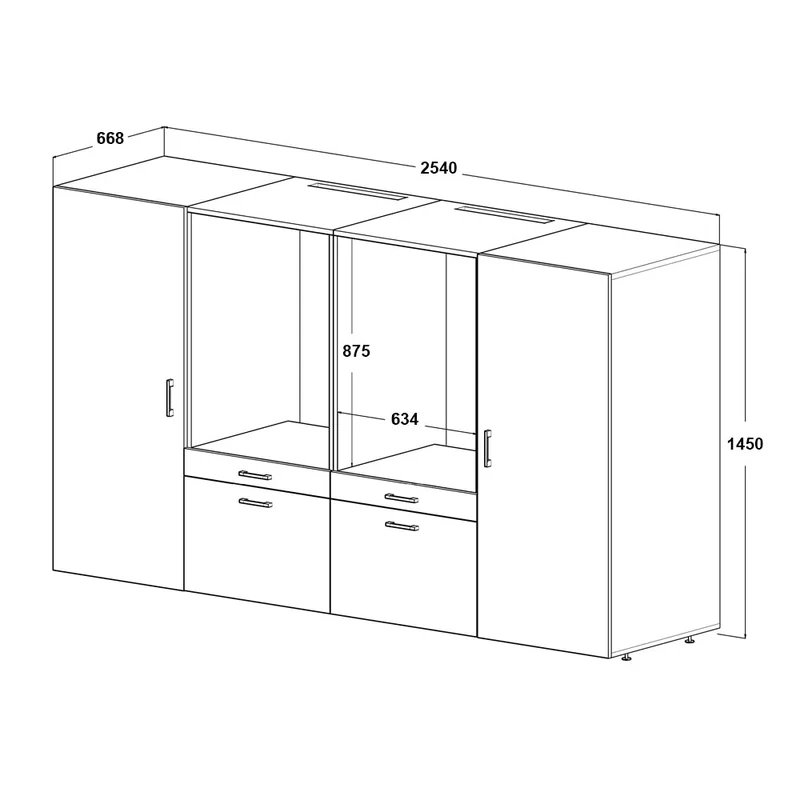 Roomart Waschmaschinenschrank SERIE 2, 254 cm, Schrankwand für zwei Geräte, in 2 Farben