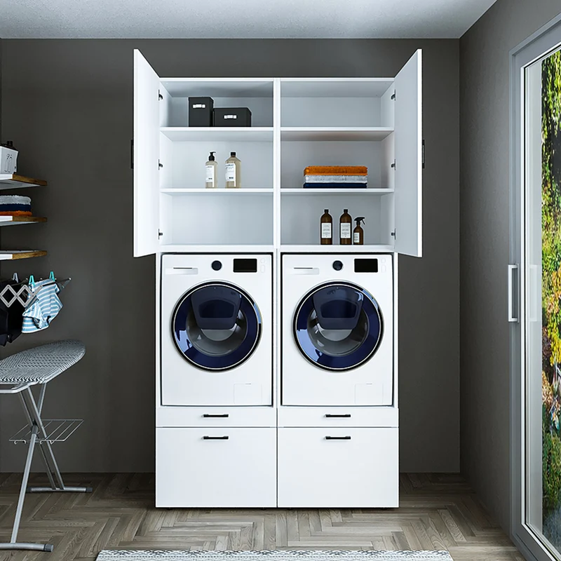 Roomart Waschmaschinenschrank SERIE 2, 134 cm, Doppelschrank mit Ausziehbrettern, in 3 Farben