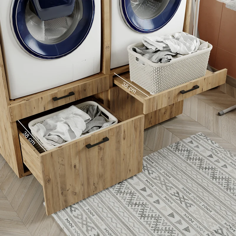 Roomart Waschmaschinenschrank SERIE 2, 134 cm, Doppelschrank mit Ausziehbrettern, in 3 Farben