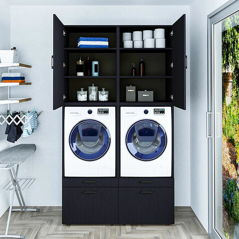 Roomart Waschmaschinenschrank SERIE 2, 134 cm, Doppelschrank mit Ausziehbrettern, in 3 Farben