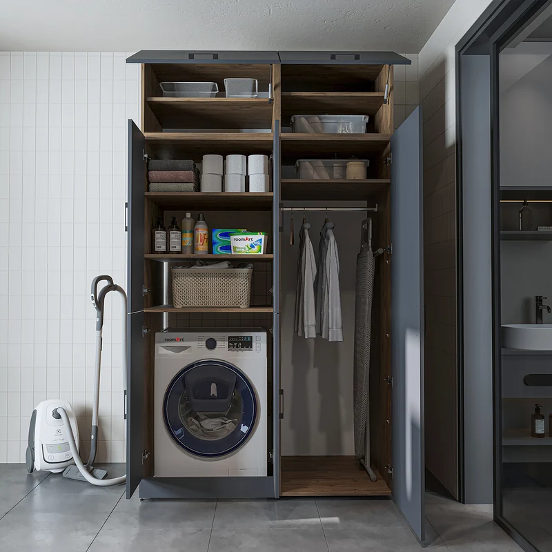 Roomart Waschmaschinenschrank DORA-II, 130 cm, für Waschmaschine und Trockner, in 5 Farben