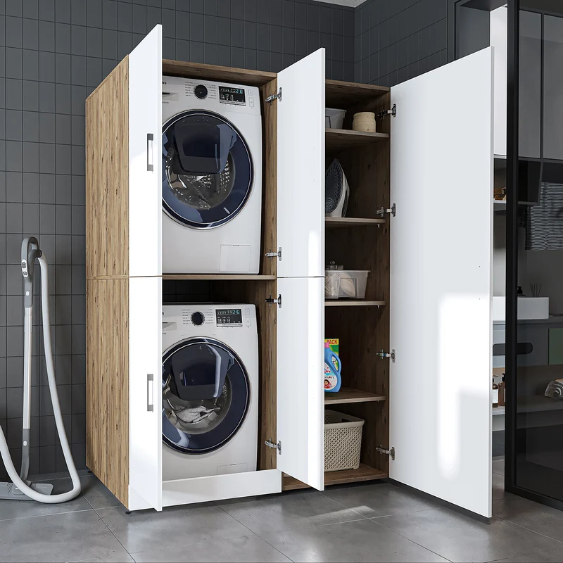 Roomart Waschmaschinenschrank DORA-II, 130 cm, für Waschmaschine und Trockner, in 5 Farben