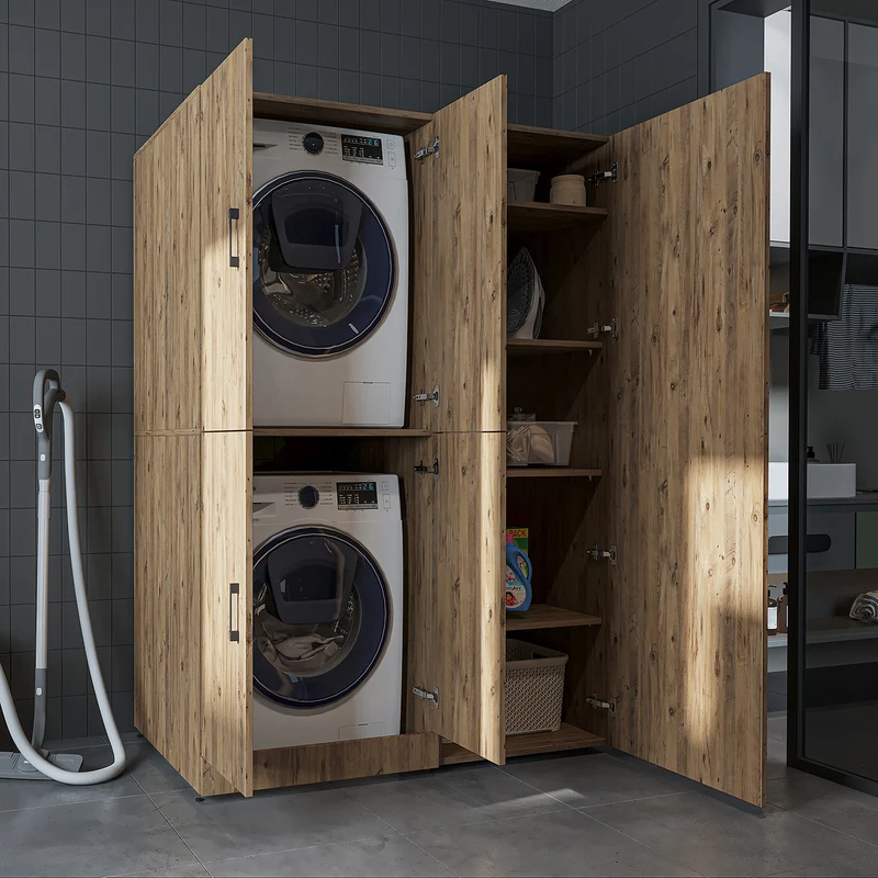Roomart Waschmaschinenschrank DORA-II, 130 cm, für Waschmaschine und Trockner, in 5 Farben