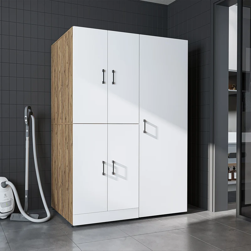 Roomart Waschmaschinenschrank DORA-II, 130 cm, für Waschmaschine und Trockner, in 5 Farben