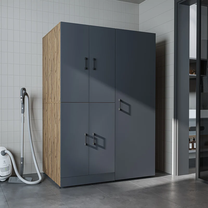 Roomart Waschmaschinenschrank DORA-II, 130 cm, für Waschmaschine und Trockner, in 5 Farben