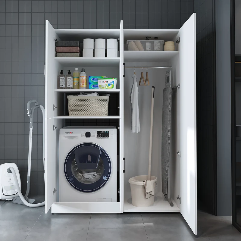 Roomart Waschmaschinenschrank DORA-II, 130 cm, für Waschmaschine und Trockner, in 5 Farben