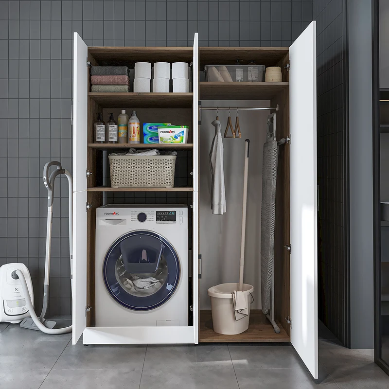 Roomart Waschmaschinenschrank DORA-II, 130 cm, für Waschmaschine und Trockner, in 5 Farben