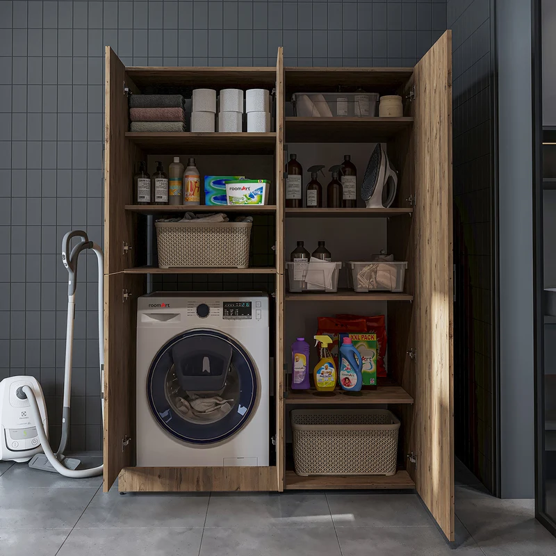 Roomart Waschmaschinenschrank DORA-II, 130 cm, für Waschmaschine und Trockner, in 5 Farben